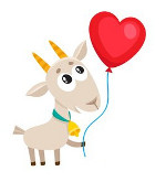 коза с шариком в форме сердца