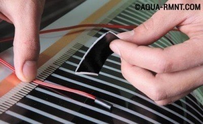 Крепление датчика температуры на пленочный теплый пол под ламинат Крепление датчика температуры на пленочный теплый пол под ламинат
