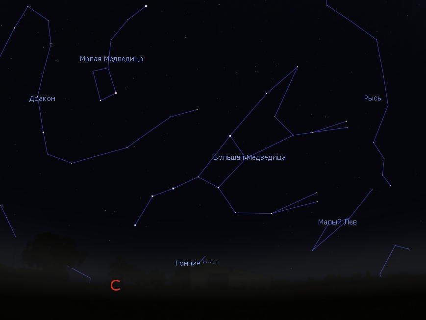 Созвездие Большая Медведица на небе.