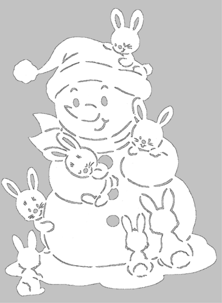 Снеговик с зайчатами