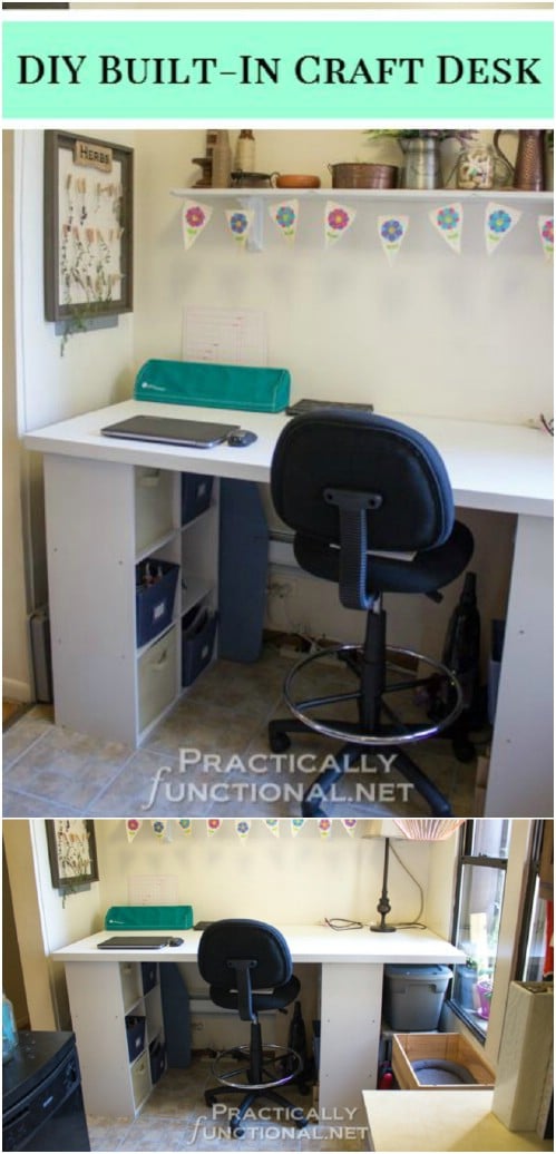 Simple DIY Built In Craft Desk