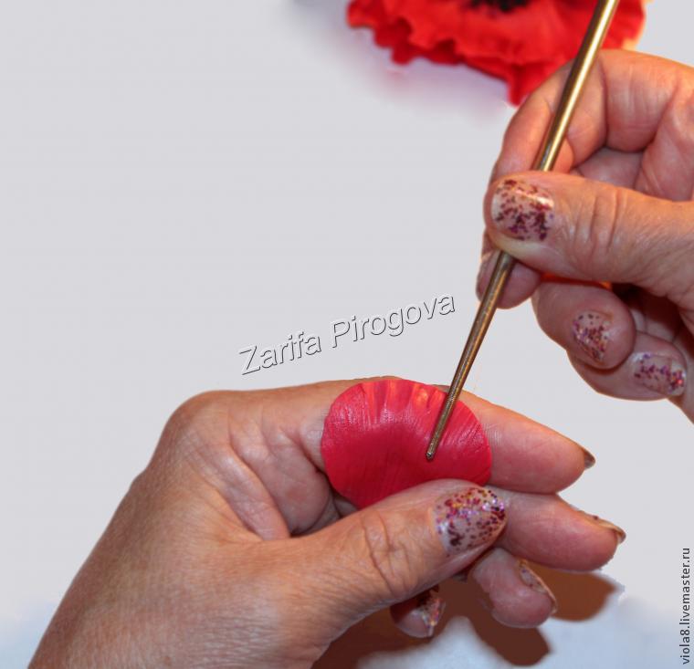 Создаем цветок красного мака из самозатвердевающей полимерной глины, фото № 12