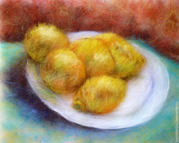 Мастер-класс: картина шерстью «Натюрморт с лимонами» по мотивам работы Ван Гога, фото № 49