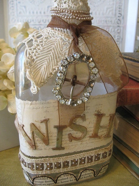 Altered bottles — шебби-эклектика в декоре бутылок и сосудов, фото № 22