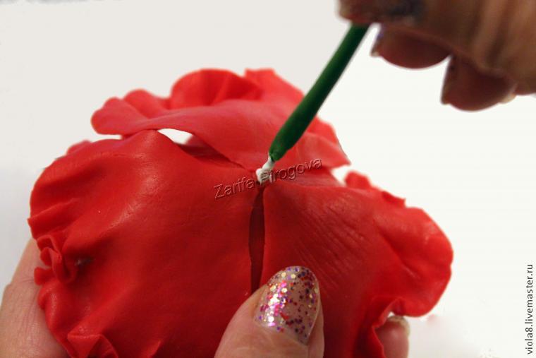 Создаем цветок красного мака из самозатвердевающей полимерной глины, фото № 27