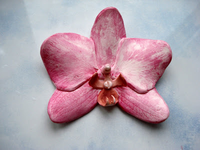 Цветок орхидеи из  полимерной глины без использования специальных молдов, фото № 25