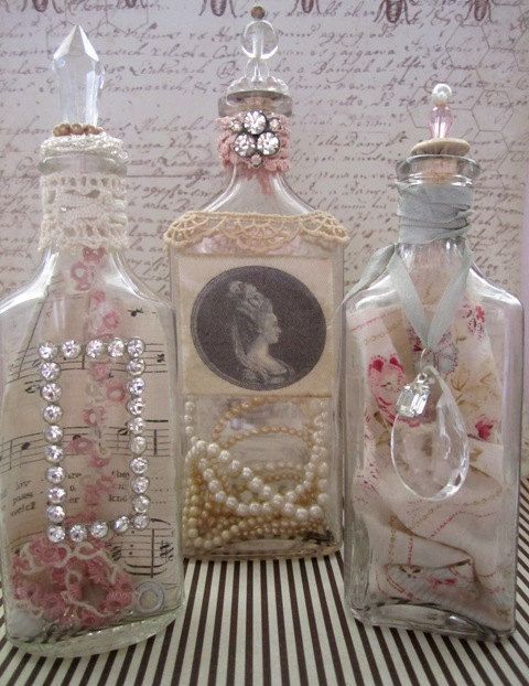 Altered bottles — шебби-эклектика в декоре бутылок и сосудов, фото № 3