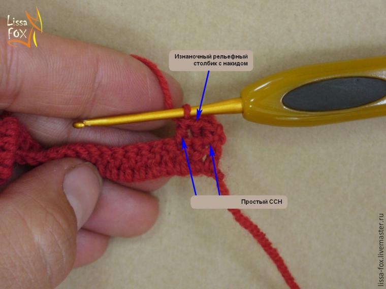 Вяжем крючком резинку 1 х 1 с использованием лицевых и изнаночных рельефных столбиков, фото № 10