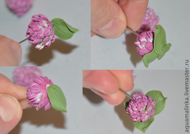 Цветок клевера из запекаемой полимерной глины., фото № 14