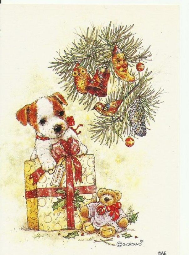 Собачки на Новогодних открытках разного времени, фото № 6