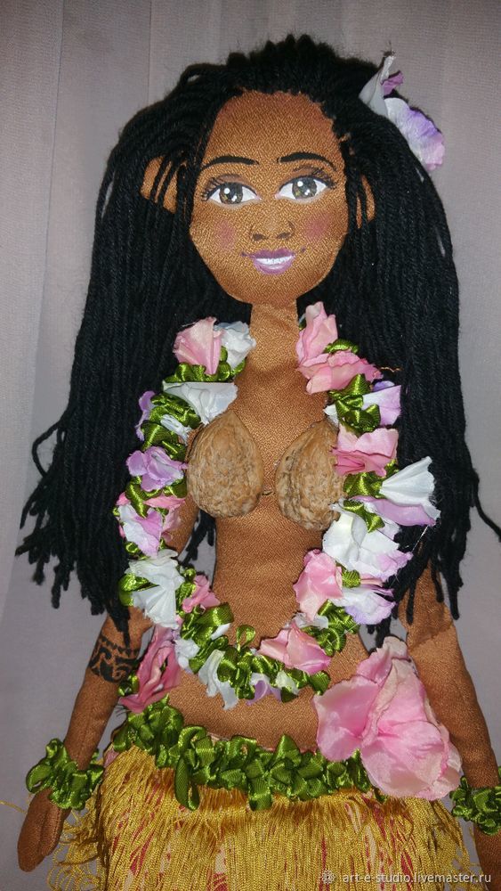Создание куклы «Гавайская девушка». Часть 2. Гавайский национальный костюм, фото № 24