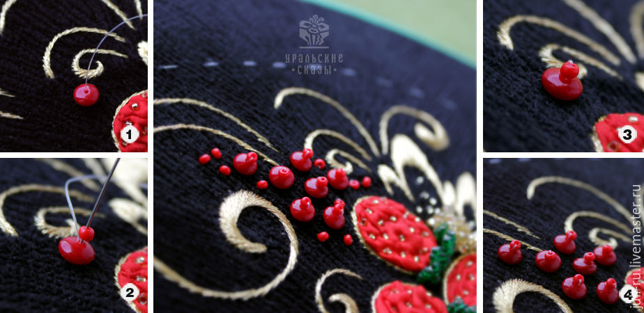 Создаем текстильный браслет с вышивкой по мотиву хохломской росписи, фото № 9