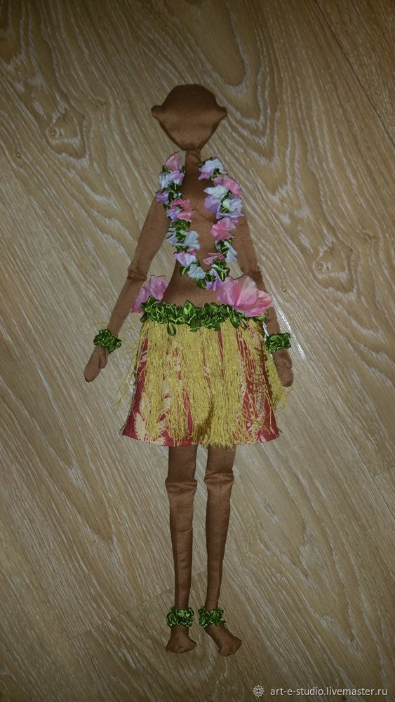 Создание куклы «Гавайская девушка». Часть 2. Гавайский национальный костюм, фото № 11