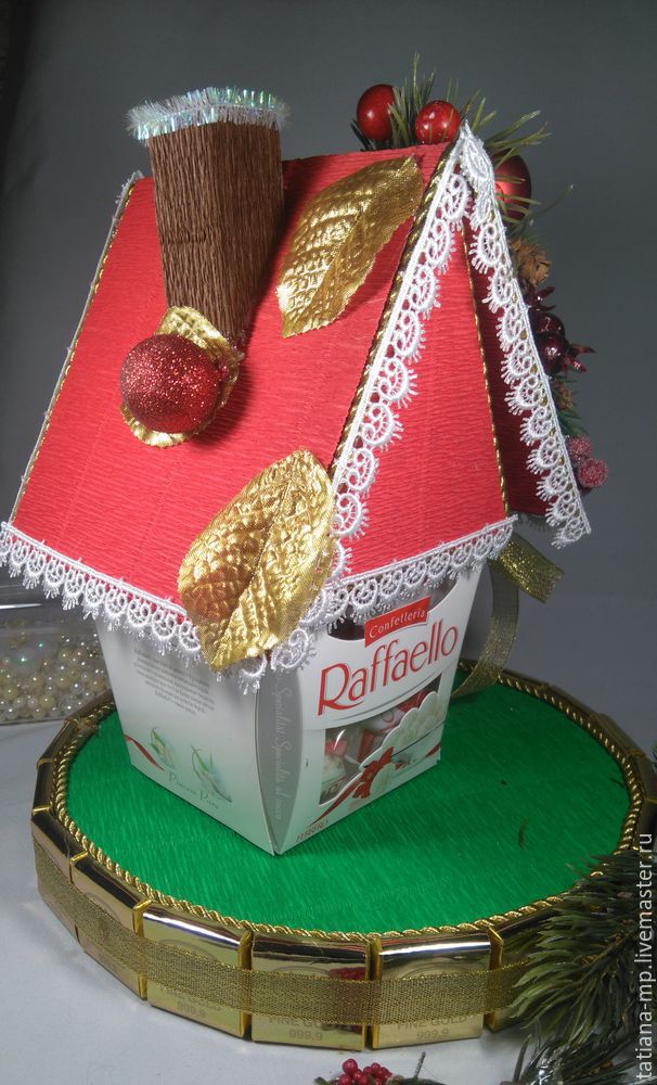 Новогодний домик Деда Мороза из коробки конфет: мастер-класс, фото № 35