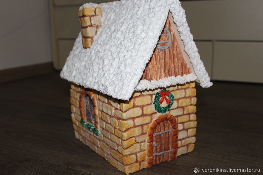 Делаем из соленого теста новогодний светящийся домик, фото № 31