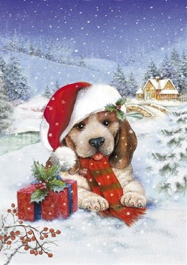 Собачки на Новогодних открытках разного времени, фото № 31