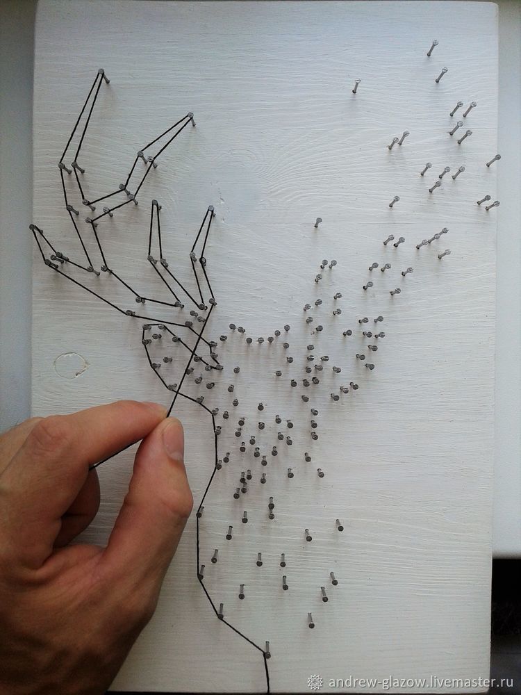 Создаем контурного оленя в технике String Art, фото № 13