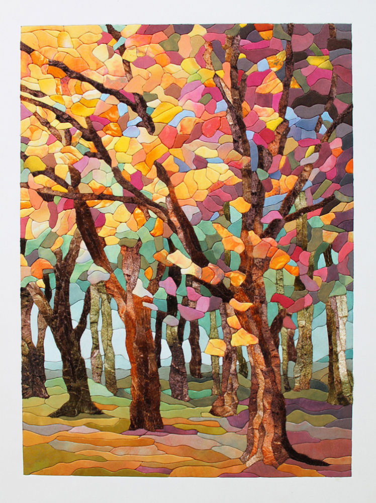 «Осенний лес»: картина в технике пэчворк без иглы, фото № 21