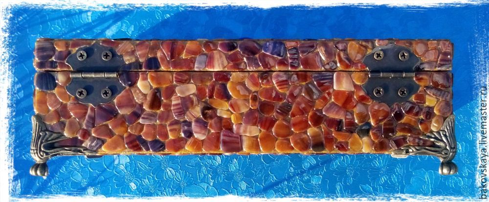 Оформление шкатулки мозаикой из ракушки, фото № 19