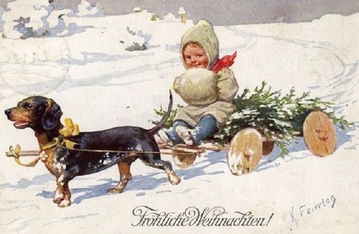 Собачки на Новогодних открытках разного времени, фото № 16