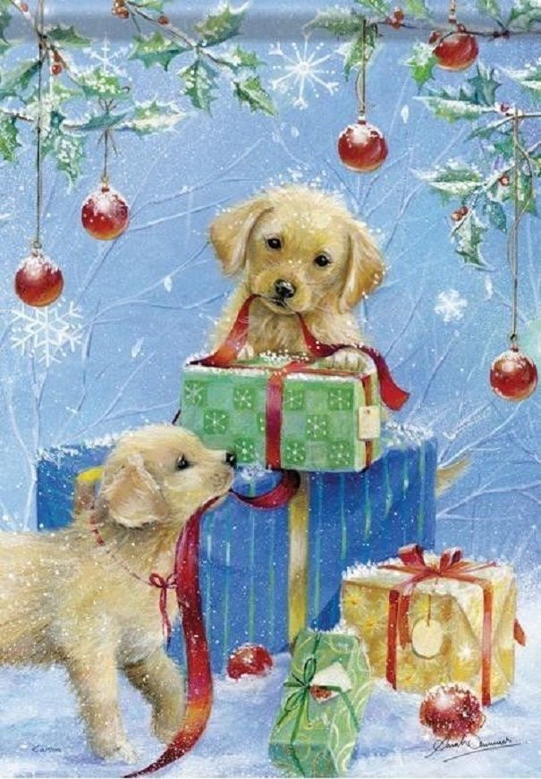 Собачки на Новогодних открытках разного времени, фото № 28