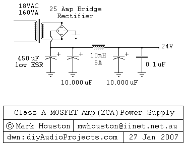 Однотактный усилитель Хьюстона класса А на 2SK1058 MOSFET-е. ZCA — усилитель без деталей