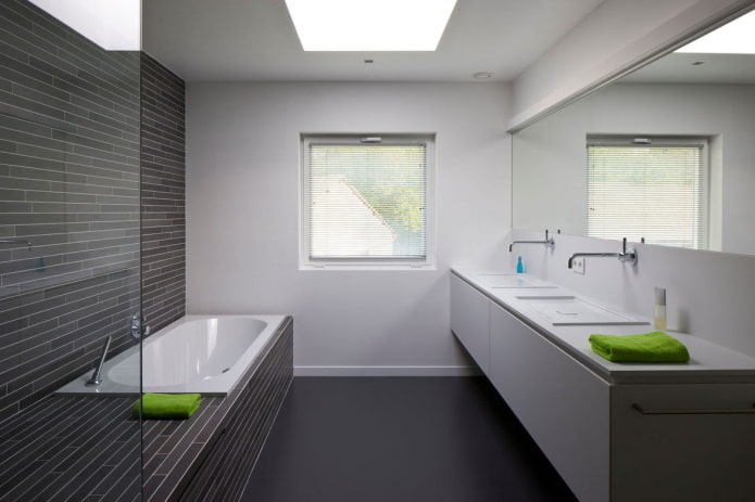 дизайн стен в интерьере ванной в стиле минимализм