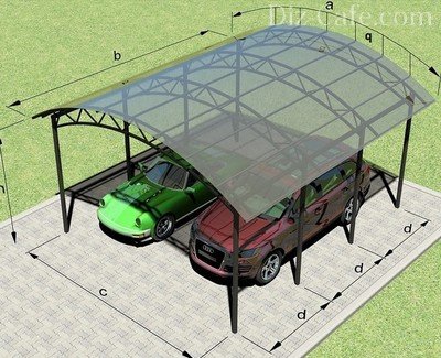 Каркас навеса, рассчитанного на два автомобиля