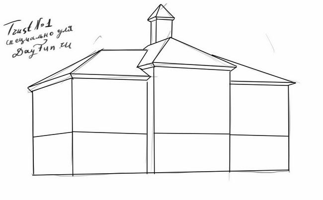 Как нарисовать школу карандашом в школу поэтапно.   лучшие рисунки 002