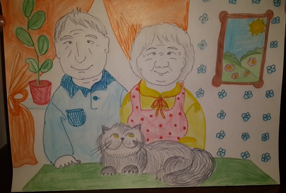 Рисунки детские на тему бабушка и дедушка   подборка 019
