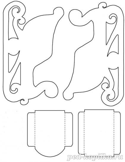 шаблон сани деда мороза из картона 021