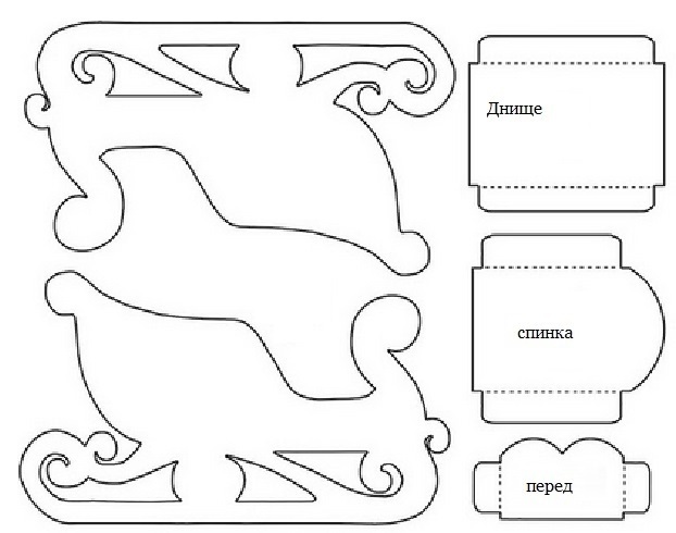 шаблоны новогодних саней из картона своими руками 017