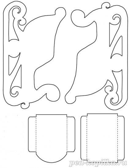 шаблоны новогодних саней из картона своими руками 022