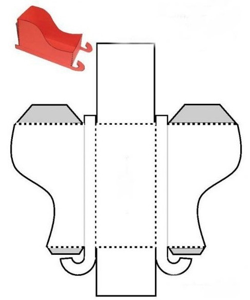 шаблоны новогодних саней из картона своими руками 023