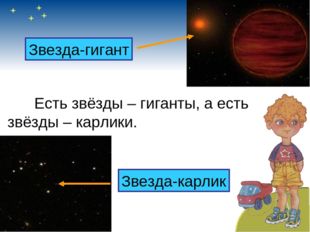 Есть звёзды – гиганты, а есть звёзды – карлики. Звезда-гигант Звезда-кар