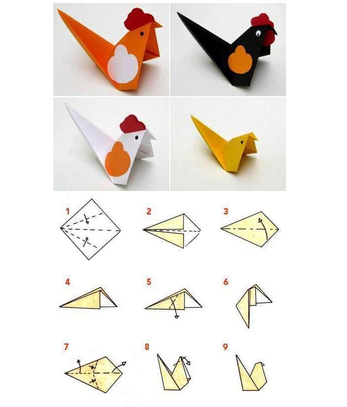петушок из бумаги оригами