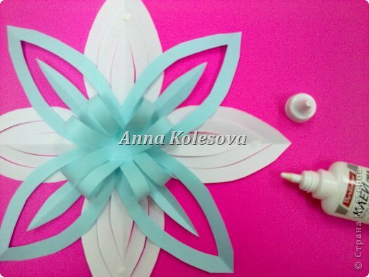 Мастер-класс 8 марта Новый год Оригами Объемные снежинки-цветок Бумага фото 16