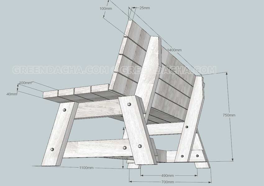 Чертеж садовой скамейки - 3.