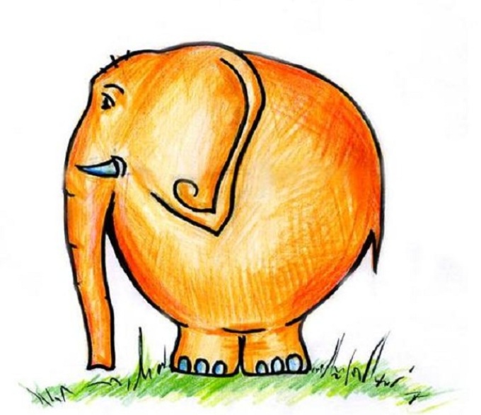 Рисунок слона карандашом для детей для срисовывания