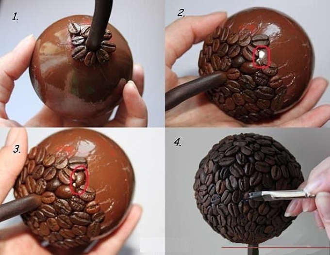 Схема изготовления шара из кофейных зерен