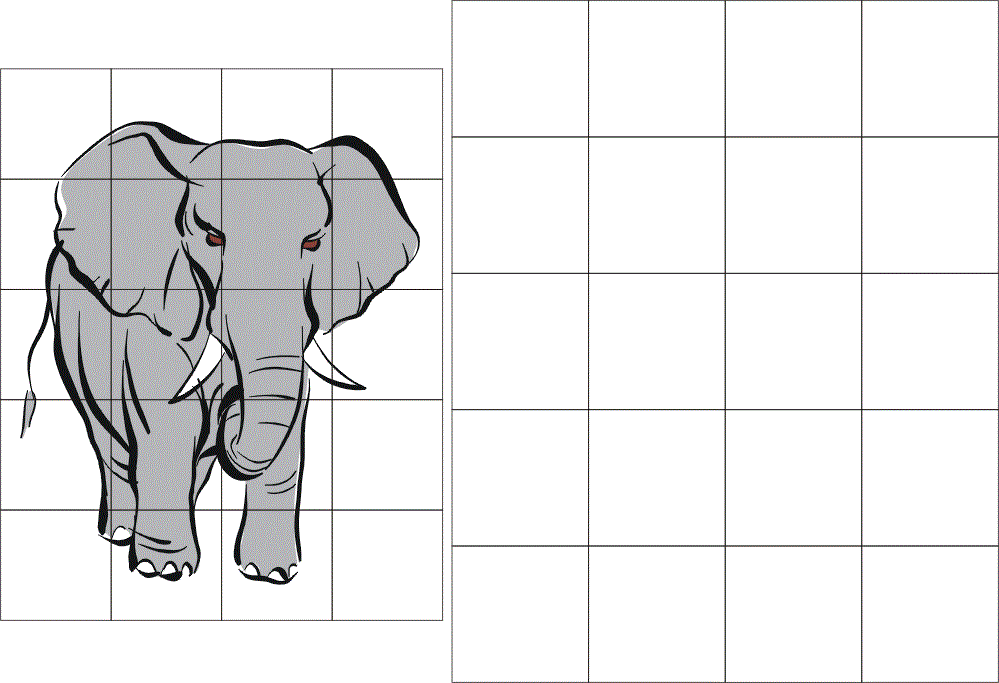 Рисование слона по клеткам