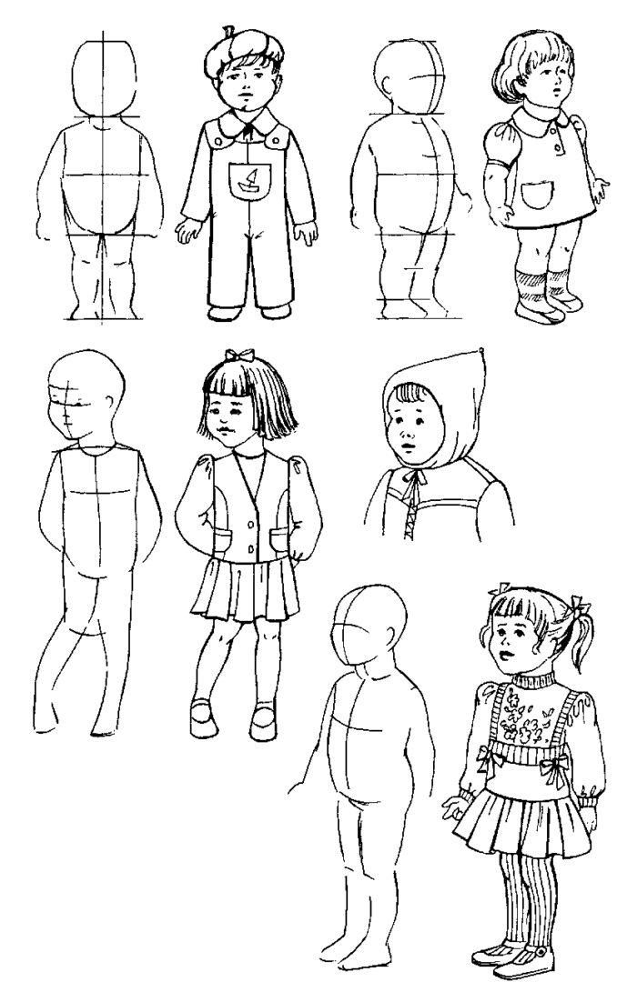 Рисунки детей в одежде для детей для срисовки