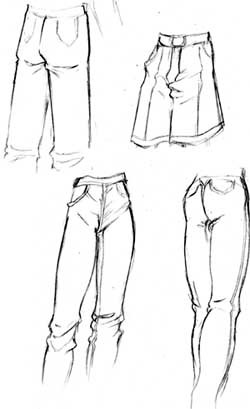 Как нарисовать ноги мужчины в одежде карандашом?