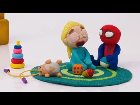 Эльза и Человек Паук, дерутся за печеньку ОРЕО   мультфильм из пластилина