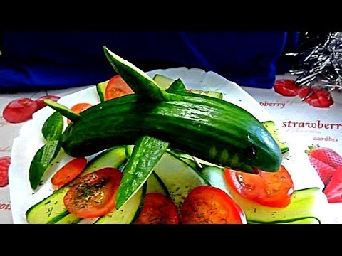 Акула из огурчика! Карвинг огурца! Shark cucumber! Carving cucumber!