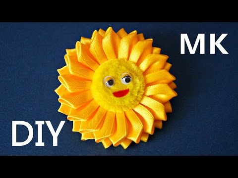 Заколочка "Солнышко" Канзаши Мастер-класс / Hairclip "Sun" Kanzashi, Tutorial