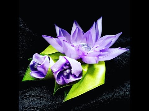 Цветы Канзаши Лотос / Кувшинка Канзаши /kanzashi lotus flower