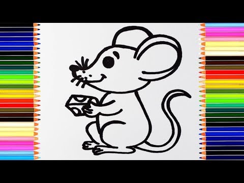 Как нарисовать мышку /  мультик раскраска мышь для детей / учим цвета