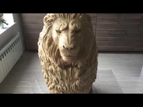 Создание скульптуры льва из бетона для дома, дачи и сада
