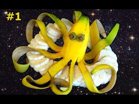 Интересная нарезка банана. Украшение праздничного стола